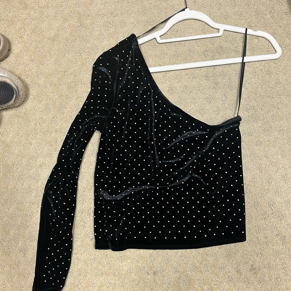 Black knit sequined top
